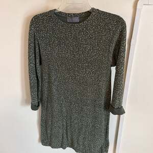 Cherish Green Textured Knit Sweater Dress, Size Small — Long Sleeve Mini Dress